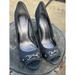 Coach Shoes | Coach Black And Gray Logo Fabric Peep Toe Heels, Silver Clasp, Size 10 | Color: Black/Gray | Size: 10