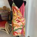 Anthropologie Dresses | Farm Rio Anthropologie Wrap Dress! New! Brilliant Colorful Knee Length Dress Lg | Color: Gold/Pink | Size: L