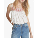 Free People Tops | Free People Embroidered Eternal Love Tassle Tie White Red Tank Top Size Small | Color: Red/White | Size: S