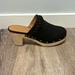 J. Crew Shoes | J. Crew Suede Wooden Heel Black Studded Clogs Size 8 Style #Bj249 | Color: Black/Tan | Size: 8