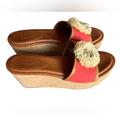 Coach Shoes | Coach Wedges Red & Cream Flower Heels Woman’s Shoes Sandals Spring Summer Shoes | Color: Cream/Red | Size: 8
