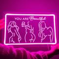 Urban Outfitters Wall Decor | Bright Pink Neon Led Wall Sign Sexy Lady Pose Wall Decor For Room Dimmable | Color: Pink | Size: Os