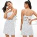 American Eagle Outfitters Dresses | American Eagle Nwt Linen Blend Floral Tie Back Square Neck Mini Dress White M | Color: Blue/White | Size: M