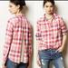 Anthropologie Tops | Isabelle Sinclair Anthropologie Cotton Plaid Long Sleeve Buttoned Lace Top | Color: Pink | Size: Xs