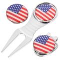 Milisten 4 Sets Golf Ball American Flag Outdoor Usa Flags Pro Tools Beer Bottle Opener Outdoor American Flag Ball Marker Green Decorations Divot Repair Golf Supplies Metal