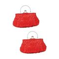 GALPADA 2pcs Purse for Banquet Party Bag Gift Pouch Valuables Pouch Gift Baggies Pearl Handbags Handmade Handbags Valuables Bags Golf Shoe Bags Dinner Bag Red Bead Embroidery Vintage Bride