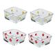 Alipis 4pcs Flowers Print Glass Square Bowl Glass Crafts Bathroom Rugs Washable Sauce Dipping Bowls Restaurants Party Supplies Noodle Bowl Cereal Dinnerware Glass Fruit Plate Jungle Salt