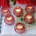 Woho 12pcs Rose Gold Tea Lights Candle Holder for Wedding Party, Glass Tealight Candle Holder for Valentines Day Decor, Votive Candle Holders for Home Decor