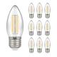 Pack of 10 x Crompton LED Dimmable Filament Candle Light Bulb Clear 5W E27 ES 2700K Warm