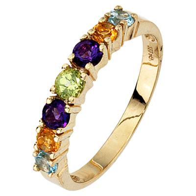 Fingerring JOBO Gr. 58, gold (gelbgold 333), Fingerringe, Damen, 58, Gelbgold 333, 333 Gold mit Amethyst Blautopas Citri