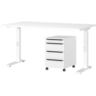 Büromöbel-Set GERMANIA "Mailand", weiß, B:140cm, Spanplatte, Metall, Arbeitsmöbel-Sets, inkl. Schreibtisch und Rollcontainer Image