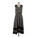 Ranna Gill Casual Dress - Midi: Black Floral Motif Dresses - Women's Size Medium