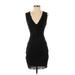 Guess Casual Dress - Party V-Neck Sleeveless: Black Print Dresses - Women's Size X-Small