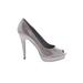 BCBG Paris Heels: Pumps Stilleto Cocktail Party Gray Solid Shoes - Women's Size 8 1/2 - Peep Toe