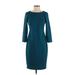 Calvin Klein Casual Dress - Shift: Teal Solid Dresses - Women's Size 4