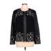 Chico's Jacket: Black Floral Motif Jackets & Outerwear - Women's Size Large