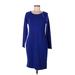 Lauren by Ralph Lauren Casual Dress - Sweater Dress: Blue Solid Dresses - Women's Size Large