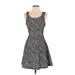 Express Casual Dress - Fit & Flare: Gray Graphic Dresses - Women's Size X-Small