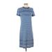 St. John Casual Dress - Shift High Neck Short sleeves: Blue Dresses - Women's Size 4