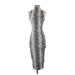 Elizabeth and James Cocktail Dress - Bodycon Turtleneck Sleeveless: Silver Snake Print Dresses - Women's Size 0