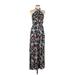 Willow & Clay Casual Dress - Maxi: Black Floral Motif Dresses - Women's Size 6