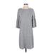 White House Black Market Casual Dress - Sweater Dress: Gray Tweed Dresses - Women's Size Small