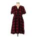 11.1. Tylho Casual Dress - Shirtdress: Red Plaid Dresses - Women's Size X-Small