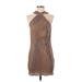 Song of Style Cocktail Dress - Bodycon High Neck Sleeveless: Brown Print Dresses - Women's Size Small