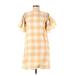 Who What Wear Casual Dress - Mini Crew Neck Short sleeves: Yellow Print Dresses - Women's Size X-Small