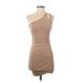 Bebe Cocktail Dress - Bodycon: Tan Solid Dresses - Women's Size X-Small