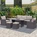 6-Piece Outdoor Patio PE Wicker Rattan Sectional Sofa Set with Polywood Table