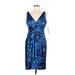 Jones Wear Dress Cocktail Dress - Midi: Blue Brocade Dresses - New - Women's Size 8