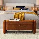 Chenille Fabric Bench with Large Storage Space