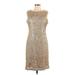 Donna Ricco Cocktail Dress - Sheath: Silver Marled Dresses - Women's Size 12
