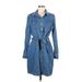 Velvet Heart Casual Dress - Shirtdress: Blue Dresses - Women's Size Medium