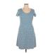 J. McLaughlin Casual Dress - Mini Scoop Neck Short sleeves: Blue Dresses - Women's Size X-Large