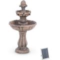 hillvert Solar Gartenbrunnen - 2 Ebenen mit Zapfen - Vogelbad