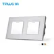 TAWOIA Luxury Aluminum Panel Double 1 2 3 4 Gang 1 / 2 Way Wall Light Push Button Light Switch 10A