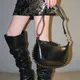 2 Colors Leather Saddle Bag Rivet Decoration Adjustable Shoulder Strap Fashion Ladies Black Shoulder