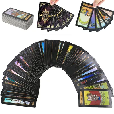 78 holografische Tarotkarten mit Führungsbuch, wasserdichtes Future Telling-Spiel für Anfänger, Image