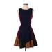 Design Lab Lord & Taylor Casual Dress - A-Line: Blue Color Block Dresses - Women's Size X-Small