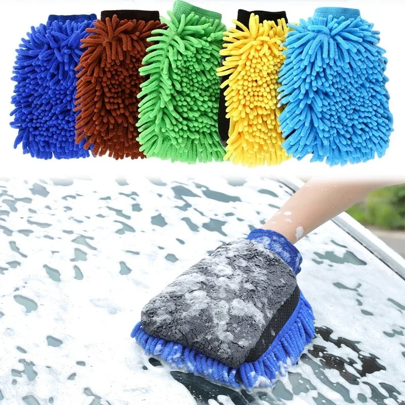 Auto wasch handschuh doppelseitiger Mikrofaser-Korallen handschuh weicher Anti-Kratzer für Auto waschanlagen Auto wachs Detail lierung Bürste Auto-Reinigungs werkzeuge Image