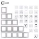 COSWALL S08 Silver Stainless Steel Panel White Wall Switch EU French Socket HDMI-compatible USB