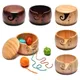 Ciotola per filato in legno Cestino portaoggetti per maglieria Organizzatore porta lana con fori fatti a mano Strumento per tessitura all'uncinetto per maglieria fai-da-te