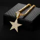 Hip Hop Gold Color Pentagram Pendant Necklace Pave Iced Out Rhinestone Chain Star Pendant Necklace