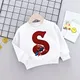 Spiderman Letter A-Z Girl Boy Sweatshirts Marvels Children Pullover Kawaii Cartoons Hoodies Kids