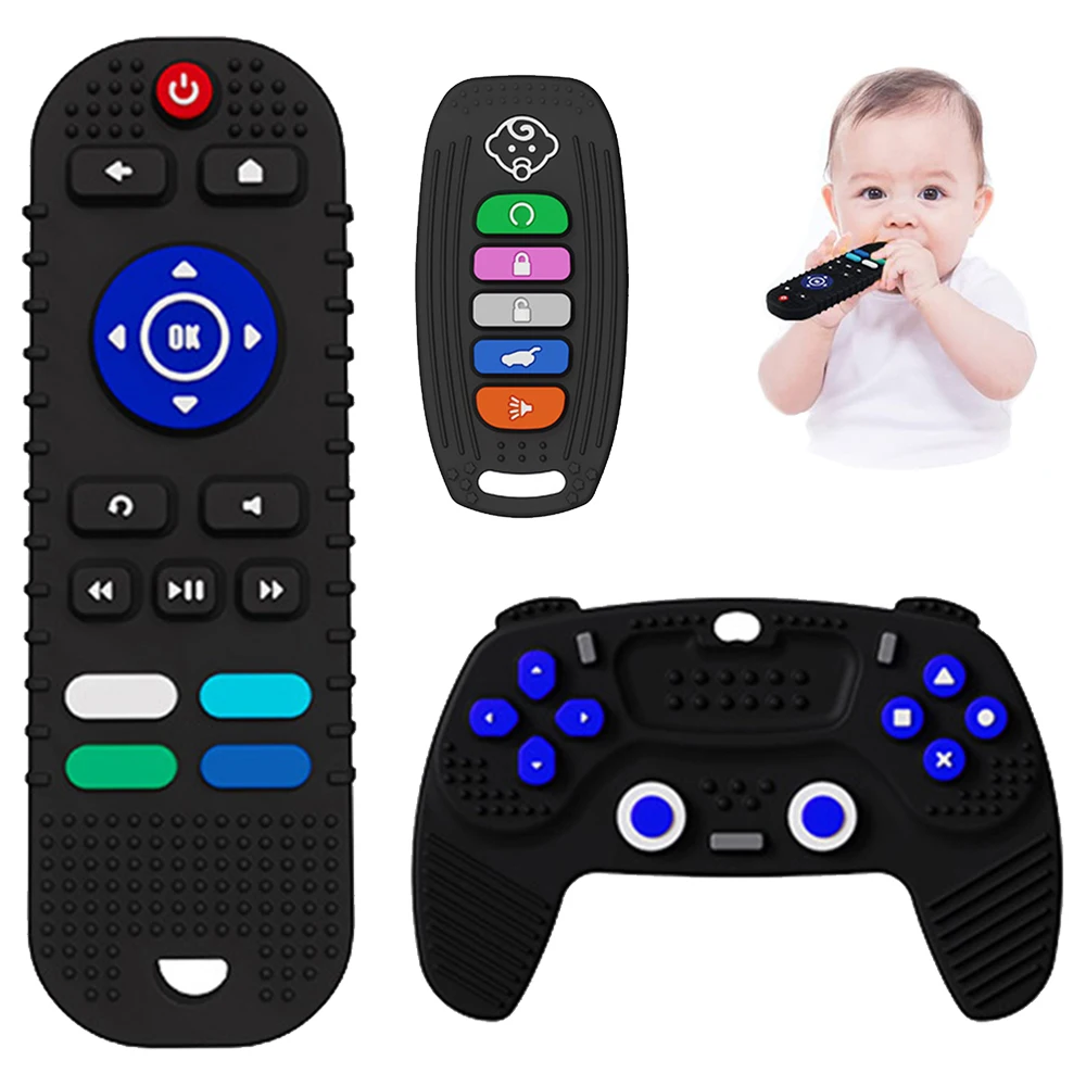 Silikon Baby Zahnen Spielzeug BPA FREI TV Fernbedienung Form Zahnen Spielzeug Kauen Relief Beruhigen Babys Zahnfleisch für Babys Kleinkinder Image