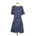 H By Halston Casual Dress - DropWaist: Blue Animal Print Dresses - Women's Size 4