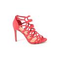 Delicious Heels: Red Print Shoes - Women's Size 10 - Open Toe