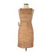 Alice + Olivia Casual Dress - Sheath Crew Neck Sleeveless: Tan Print Dresses - New - Women's Size 6